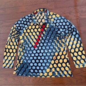 Jamie Sadock Sunsense Large Long Sleeve Performance Golf Shirt Grey Orange EUC